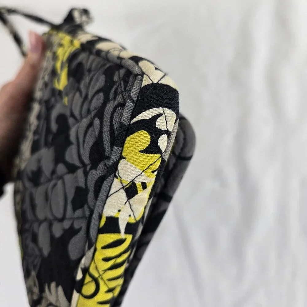 Vera Bradley Quilted Crossbody Bag w/Matching Coin Purse Black Gray Yellow White